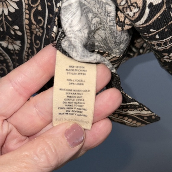 Soft Surroundings Linen Blend Paisley Print Women's Lounge Set - XSP. B2 - Picture 4 of 7